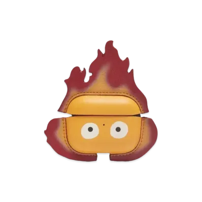LOEWE x Howl's Moving Castle Calcifer AirPod Pro Case In Classic Calfskin "Orange"