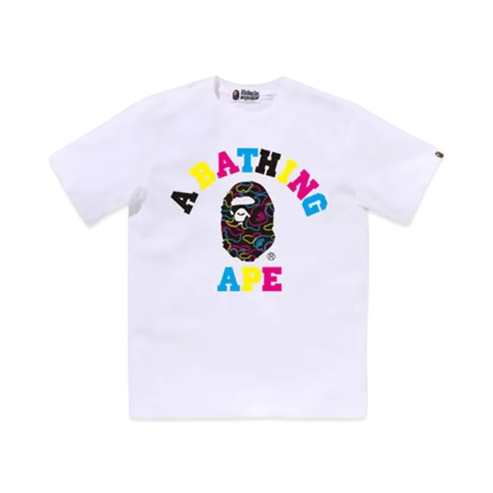 A BATHING APE Neon Camo College Tee "White"