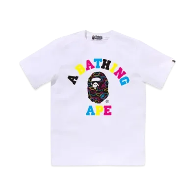 A BATHING APE Neon Camo College Tee "White"