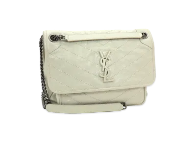 Saint Laurent Women's Niki Shoulder Bag Vintage Leather Cassandre Logo "Crema Soft"