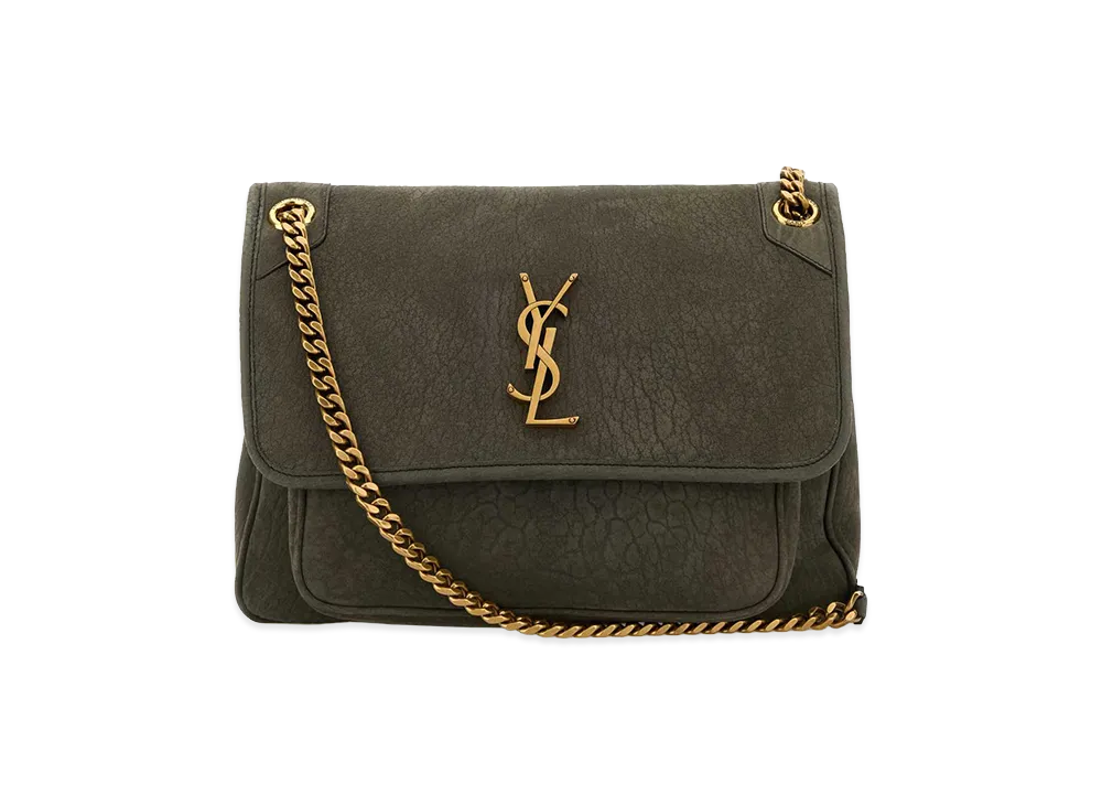 Saint Laurent Women's Suede Medium Niki Shoulder Bag "Dark Gray"
