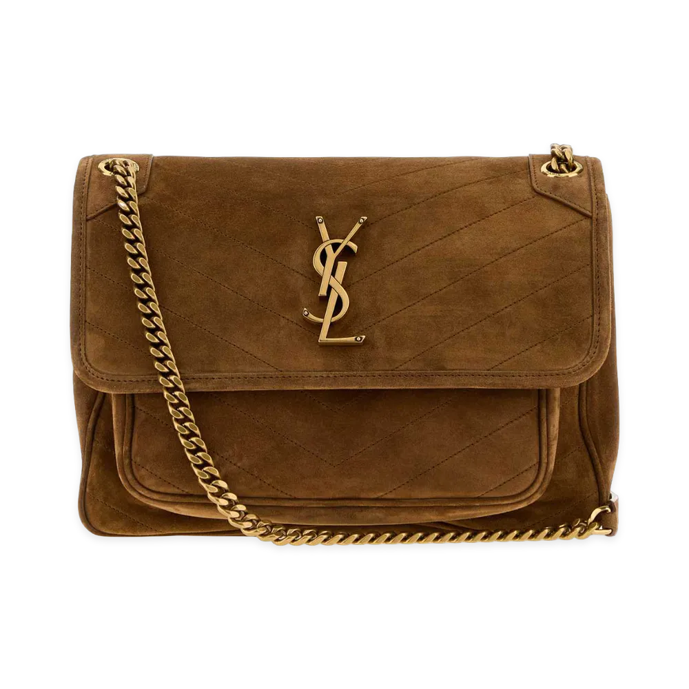 Saint Laurent Women's Suede Medium Niki Shoulder Bag "Brown"