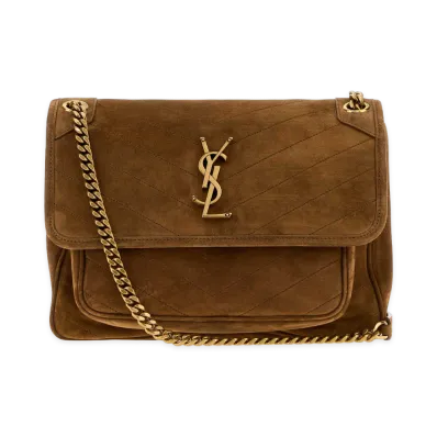 Saint Laurent Women's Suede Medium Niki Shoulder Bag "Brown"