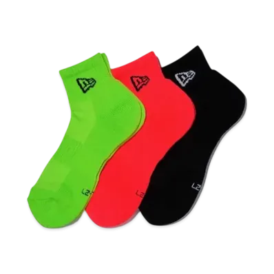 NEW ERA Socks Ankle 3 Pair Flash Pack "Black/Neon Orange/Neon Green"
