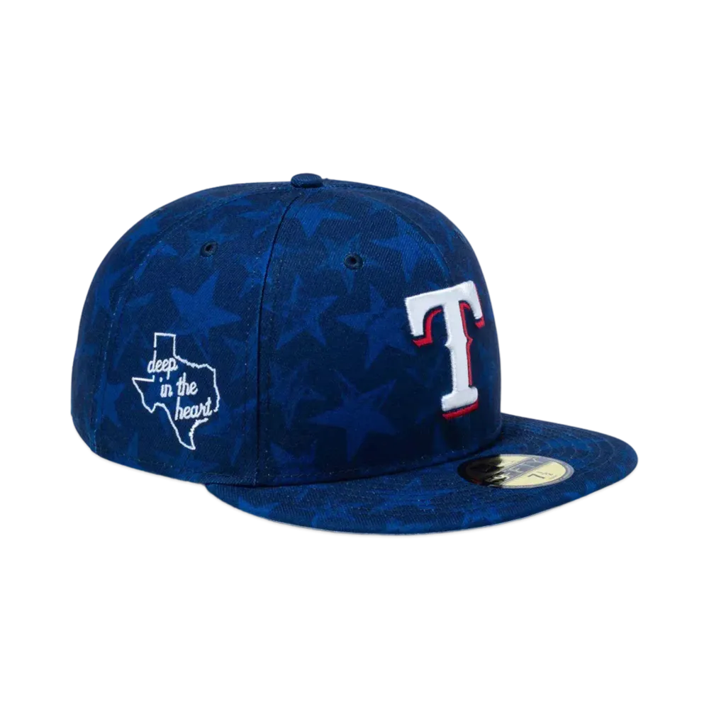 NEW ERA 59Fifty 2024 MLB All-star Game Fan Pack Texas Rangers All Over Logo "Navy"