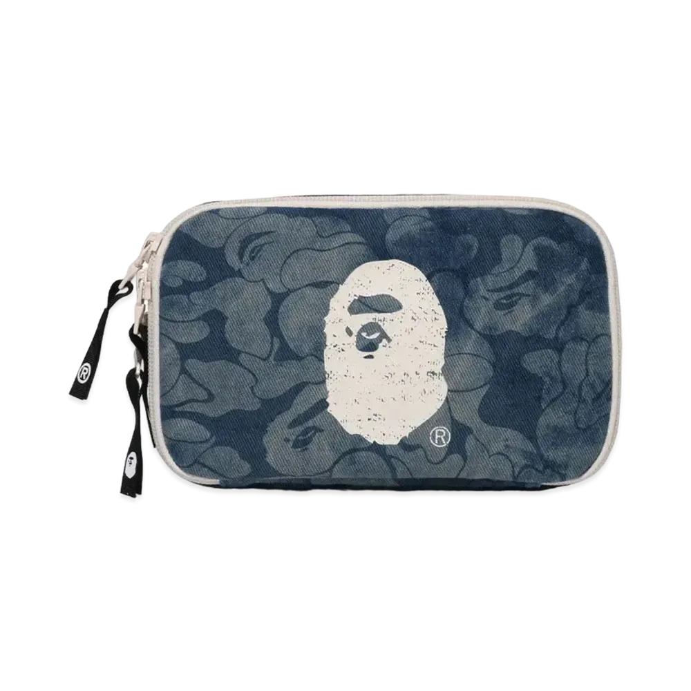 A BATHING APE Solid Camo Denim Pouch "Lightindi"