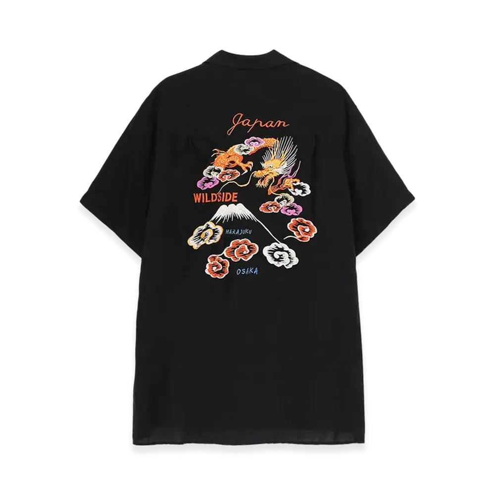 WILDSIDE YOHJI YAMAMOTO Embroidery Short Sleeve Shirt (Japan) "Black"