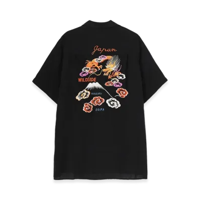WILDSIDE YOHJI YAMAMOTO Embroidery Short Sleeve Shirt (Japan) "Black"