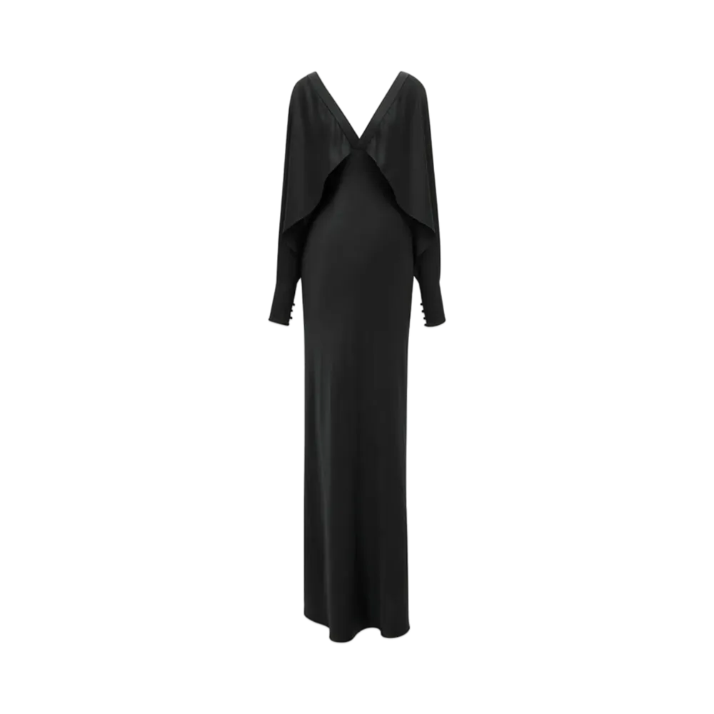 Saint Laurent Women's Batwing Dress in Silk Satin "Black"
