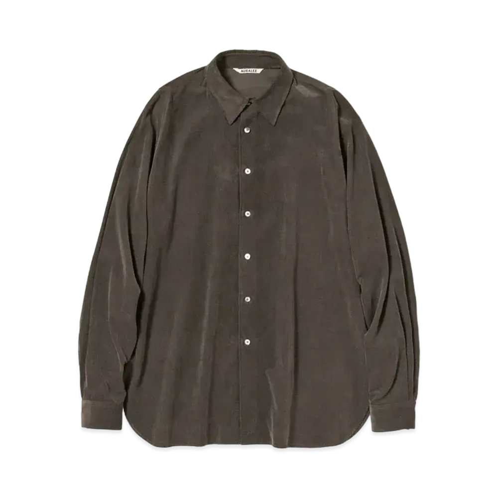 AURALEE FINX LIGHT CORDUROY SHIRTS "Dark Brown"