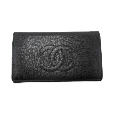 CHANEL Coco Caviar Skin Wallet "Black"