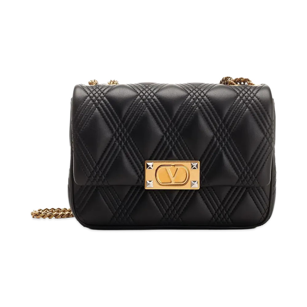 Valentino Women's Medium "Quiltie 67" Shoulder Bag "Black"