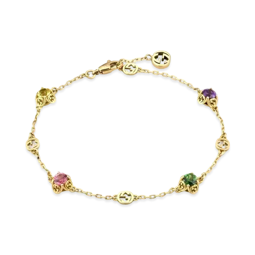GUCCI Interlocking G Bracelet With Gemstones