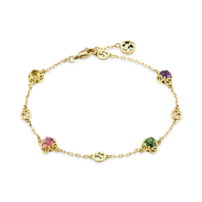 GUCCI Interlocking G Bracelet With Gemstones