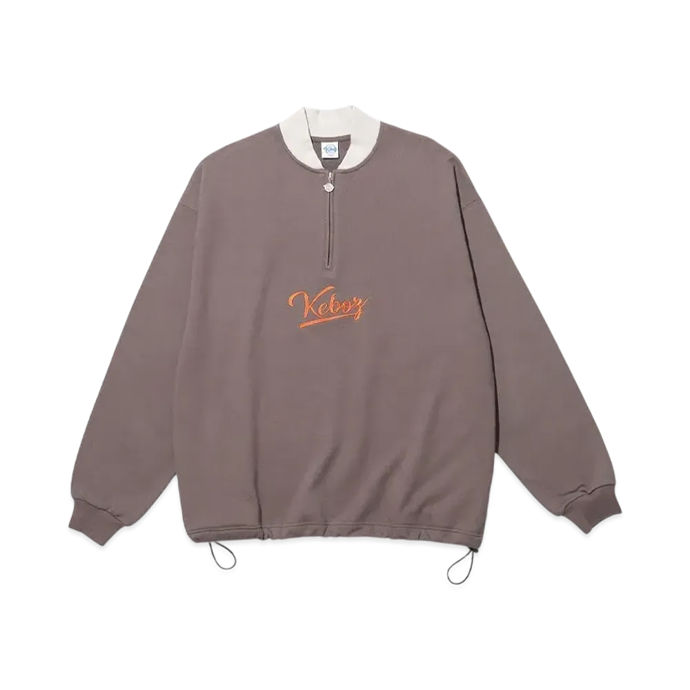 KEBOZ Half Zip Sweat Varsity Jacket "Walnut"