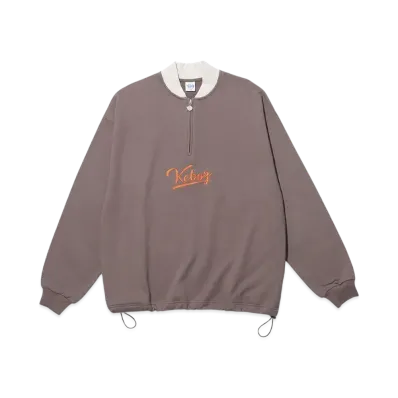 KEBOZ Half Zip Sweat Varsity Jacket "Walnut"
