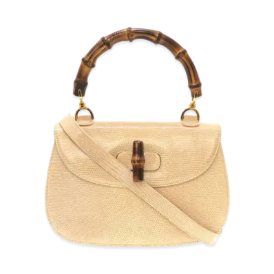 GUCCI Classic Bamboo Lizard Medium Bag "Beige"