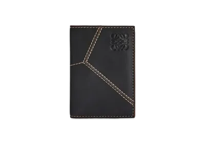 LOEWE Puzzle Stitches Bifold Card Wallet In Smooth Calfskin "Black"
