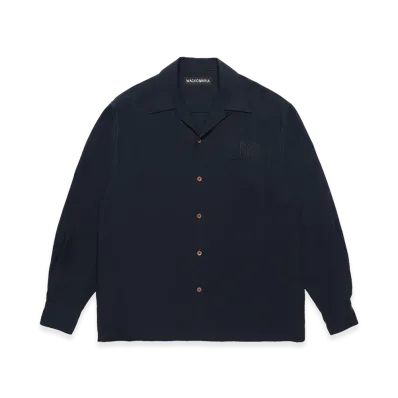 WACKO MARIA 50's Open Collar Shirt "Navy"