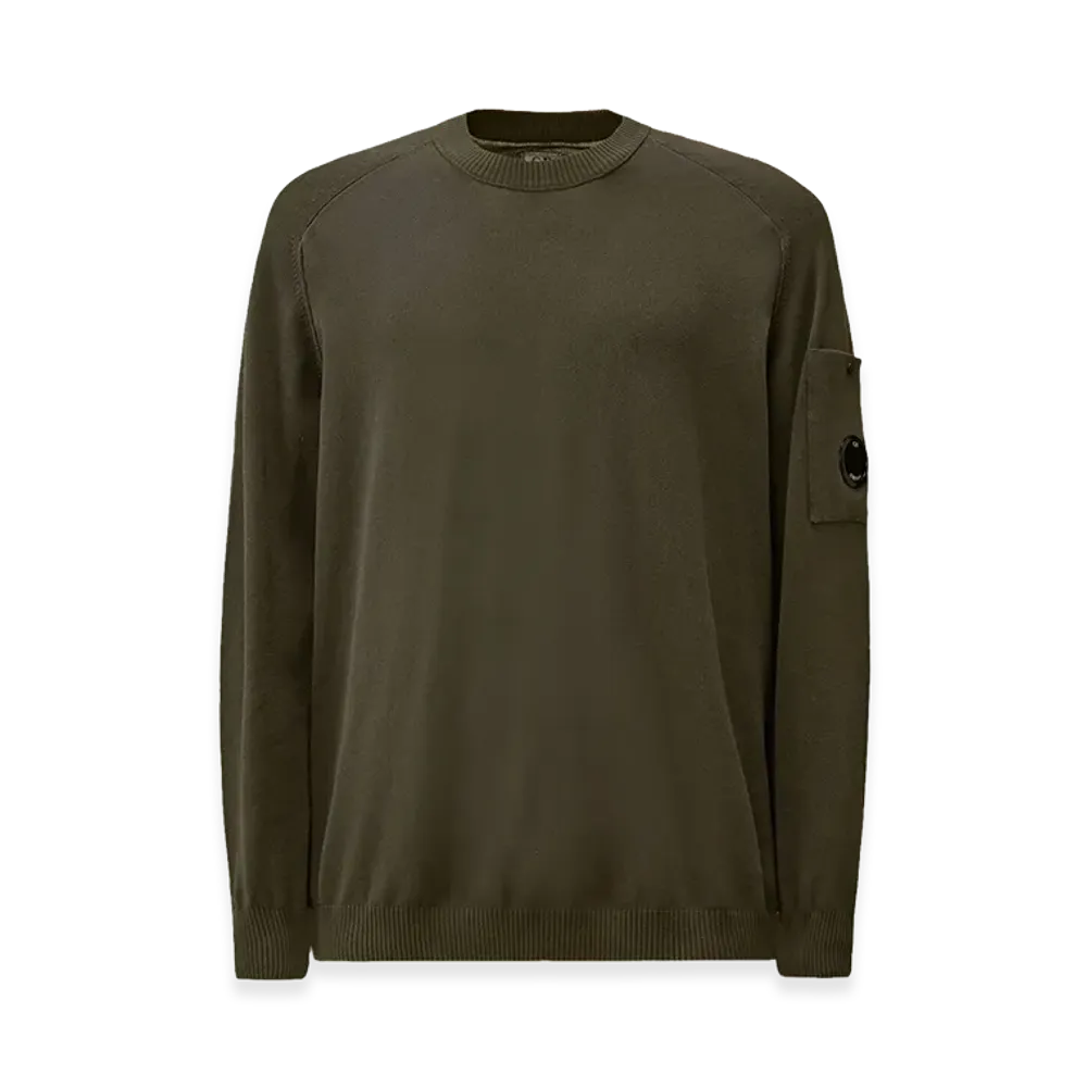 C.P. Company Cotton Crepe Crewneck Lens Sweater "Gunmetal Grey"