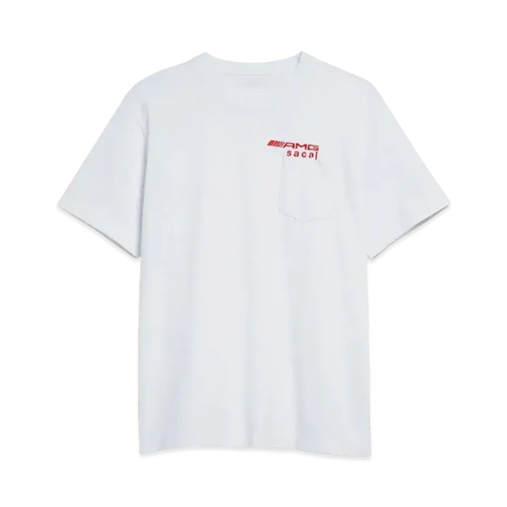 sacai x Mercedes AMG Logo Embroideed Cotton Pocket T-Shirt "White"