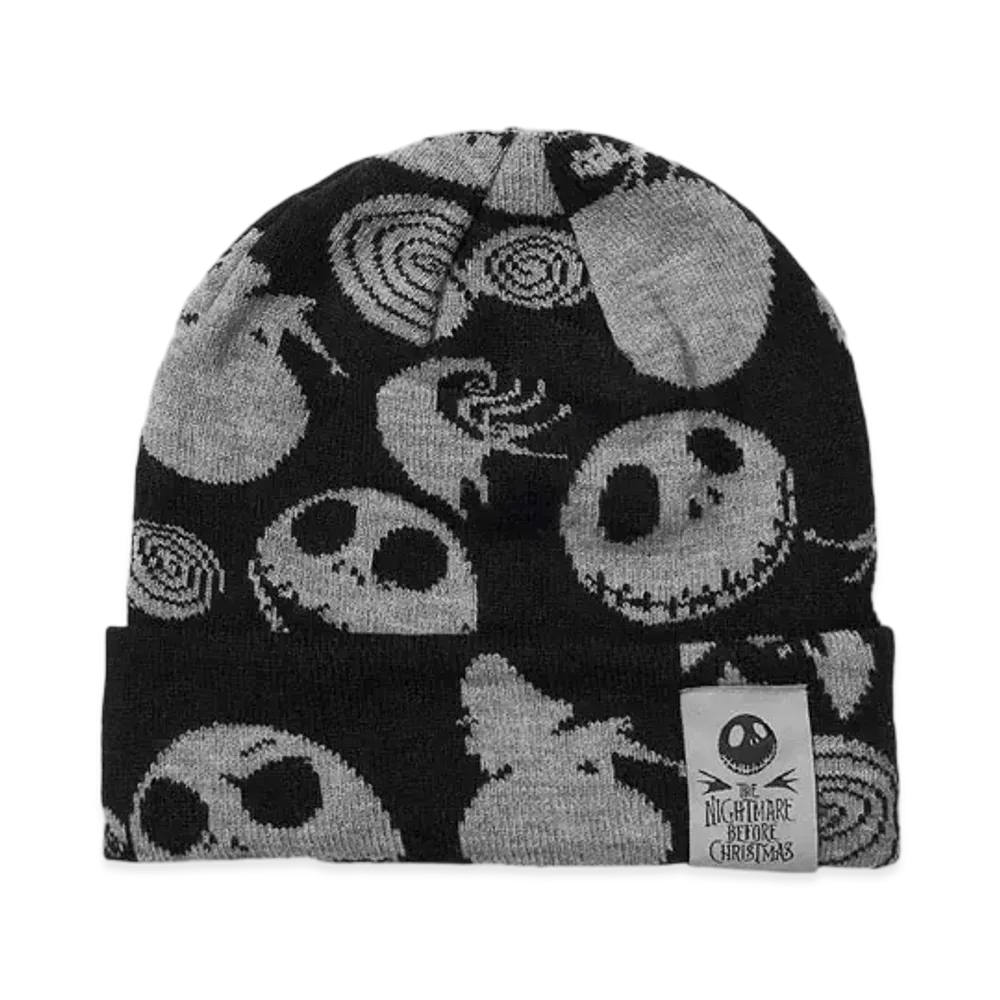 graniph x THE NIGHTMARE BEFORE CHRISTMAS Jack Skellington Pattern Jacquard Knit Cap "Black"