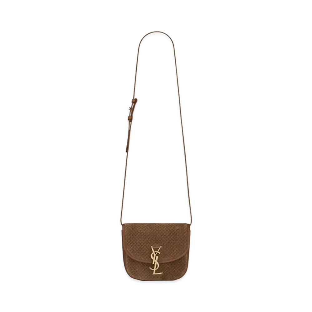 Saint Laurent Kaia Small Satchel In Suede With Braid Motif "Light Brown"