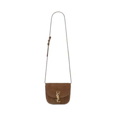 Saint Laurent Kaia Small Satchel In Suede With Braid Motif "Light Brown"