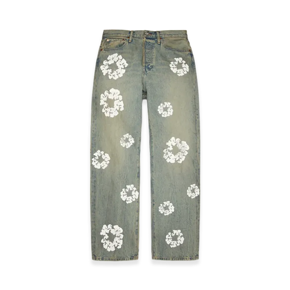 DENIM TEARS Baggy Cotton Wreath Denim Pant "Dirty Wash"