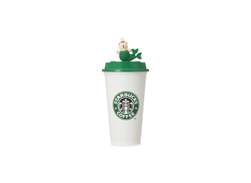 STARBUCKS Reusable Cup 30 Years 473ml + Reusable Cup Drink Hole Cap Bearista Siren "White"