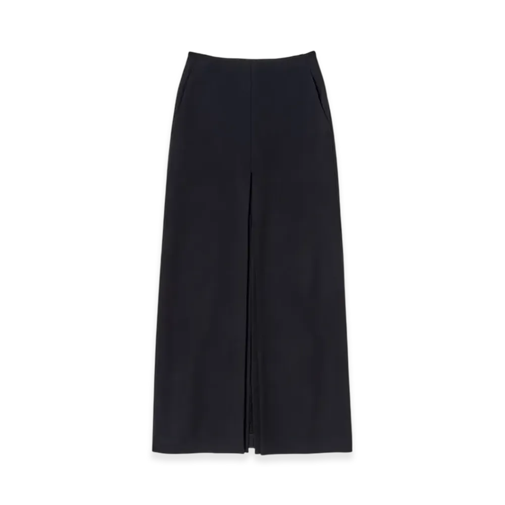 AURALEE Women's Tense Wool Double Cloth Slit Skirt "Dark Navy"