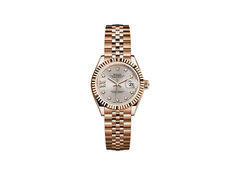 ROLEX Date-Just 28 Silver Dial 10P Diamonds 279175G