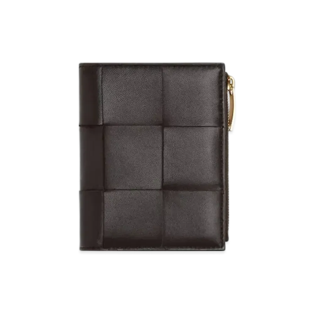 Bottega Veneta Small Bi-Fold Zip Wallet "Fondente"