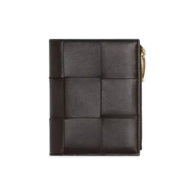 Bottega Veneta Small Bi-Fold Zip Wallet "Fondente"
