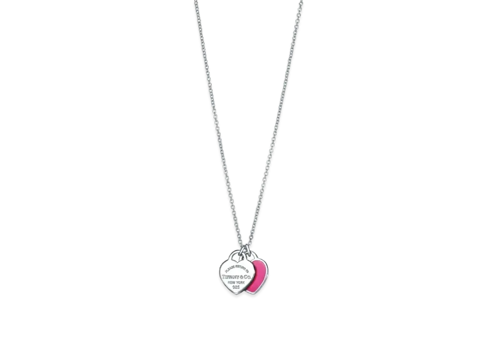Tiffany & Co. Return to Tiffany Pink Double Heart Tag Pendant Mini "Silver"