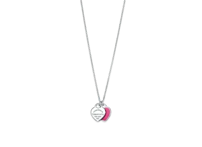 Tiffany & Co. Return to Tiffany Pink Double Heart Tag Pendant Mini "Silver"