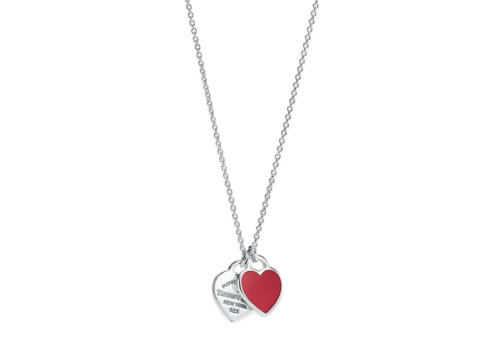 Tiffany & Co. Return to Tiffany Red Double Heart Tag Pendant "Silver"