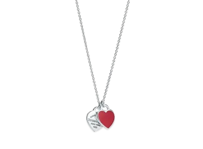 Tiffany & Co. Return to Tiffany Red Double Heart Tag Pendant "Silver"