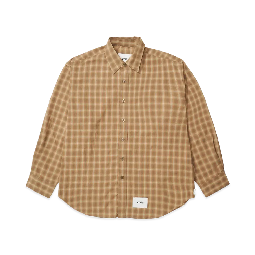 WTAPS Txt 01 / LS / Poly. Broadcloth. Textile. Of "Brown"