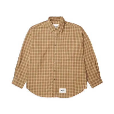 WTAPS Txt 01 / LS / Poly. Broadcloth. Textile. Of "Brown"