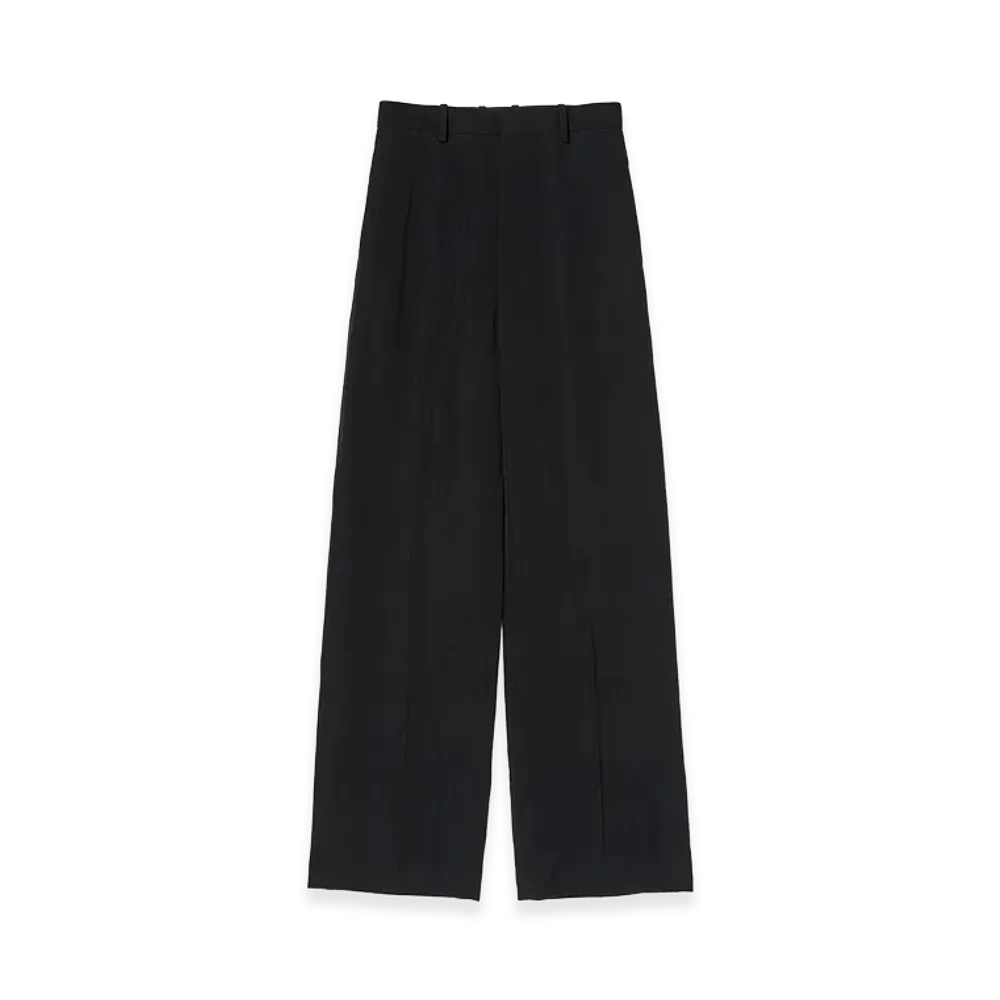 AURALEE High-Twist Wool Linen Twill Slacks "Black"