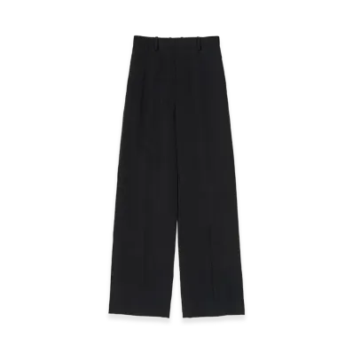 AURALEE High-Twist Wool Linen Twill Slacks "Black"