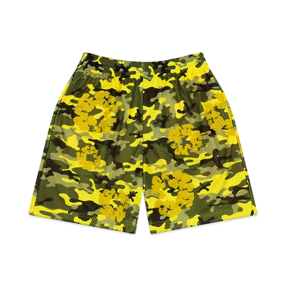 DENIM TEARS Camo Cotton Wreath Mesh Shorts "Yellow"