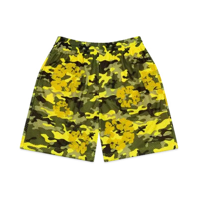 DENIM TEARS Camo Cotton Wreath Mesh Shorts "Yellow"