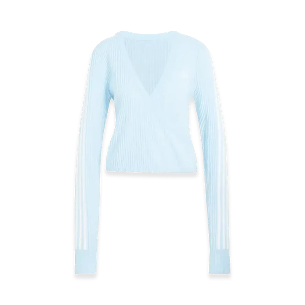 adidas Adiluna Season 2 x BLACKPINK JENNIE Women's Knit Wraparound Cardigan "Light Blue"