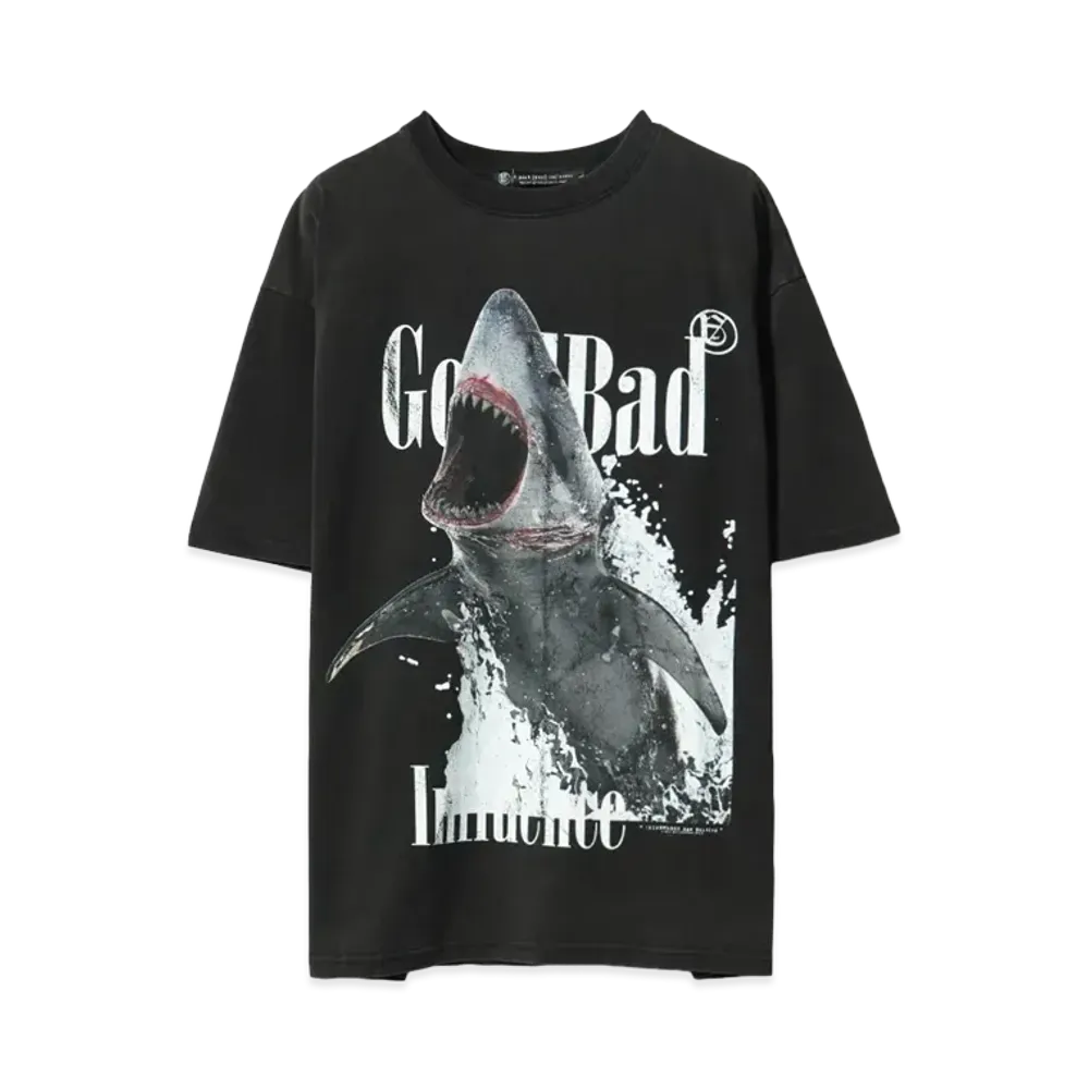 A GOOD BAD INFLUENCE SHARK T-SHIRT "BLACK"