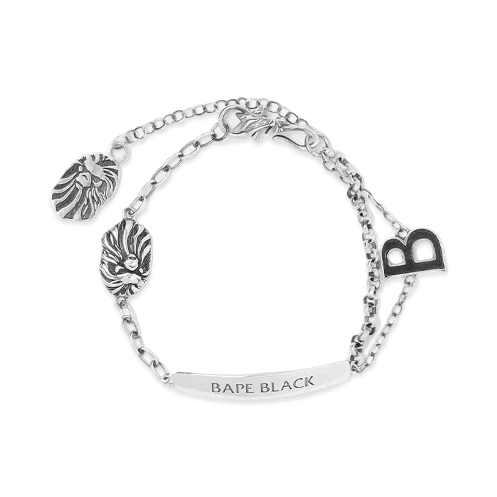 A BATHING APE Bape Black Bracelet #1 "Silver"