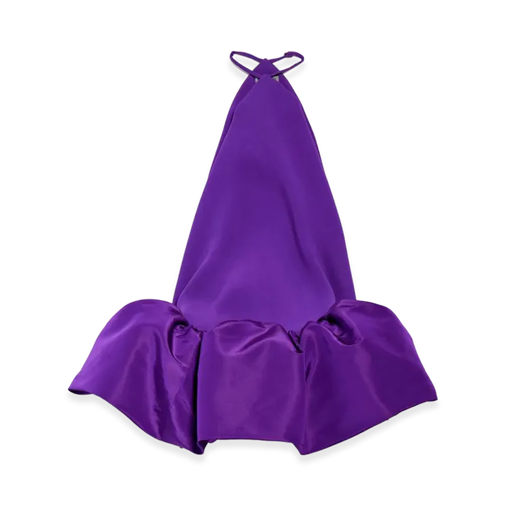 BALENCIAGA Women's Halter Balloon Mini Dress "Purple"