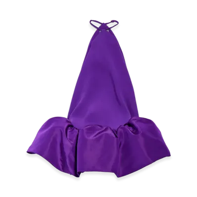 BALENCIAGA Women's Halter Balloon Mini Dress "Purple"