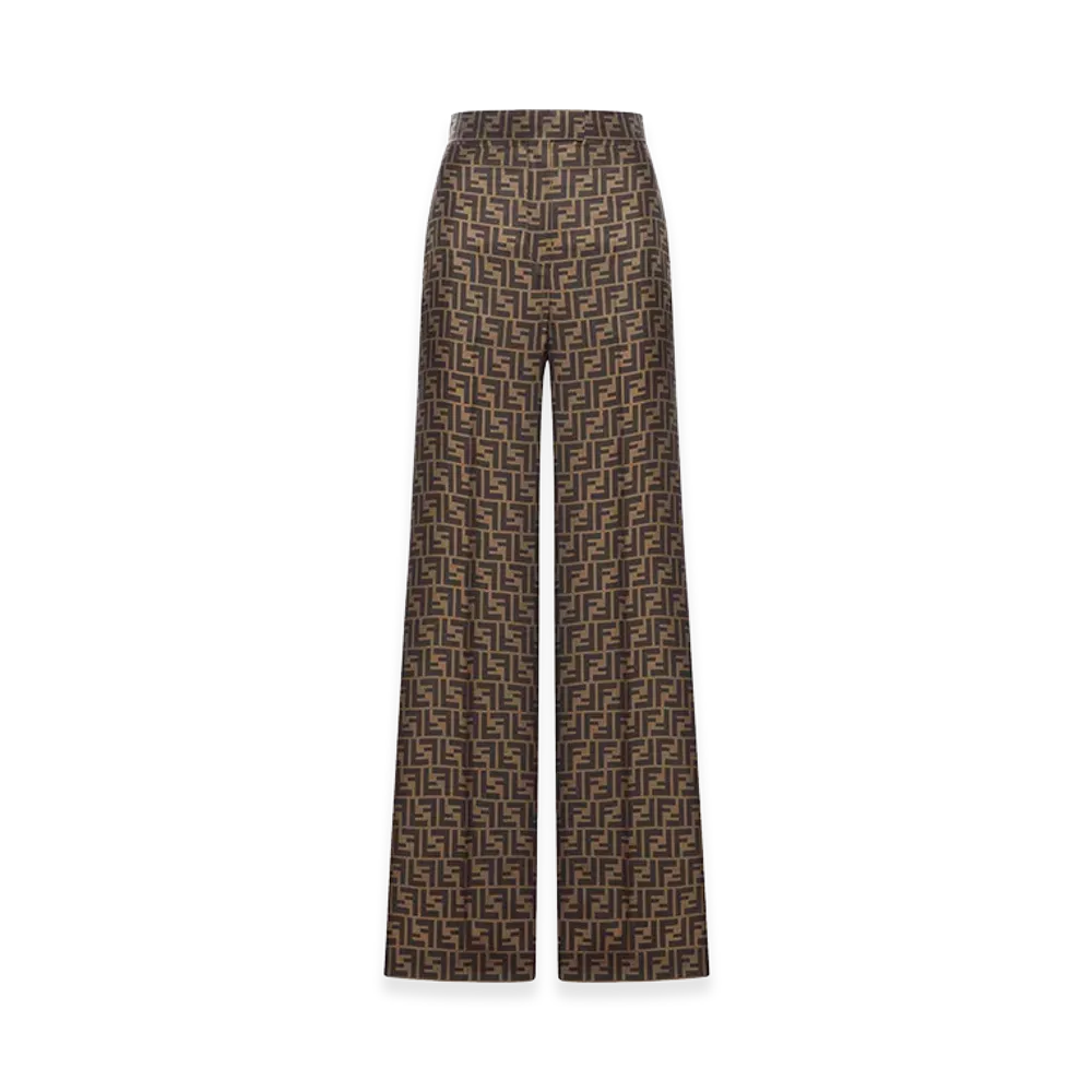 FENDI Women's FF Twill Trousers "Brown"